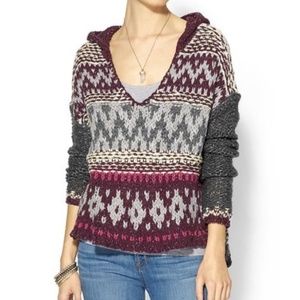 Free People hooded fair isle pullover sweater